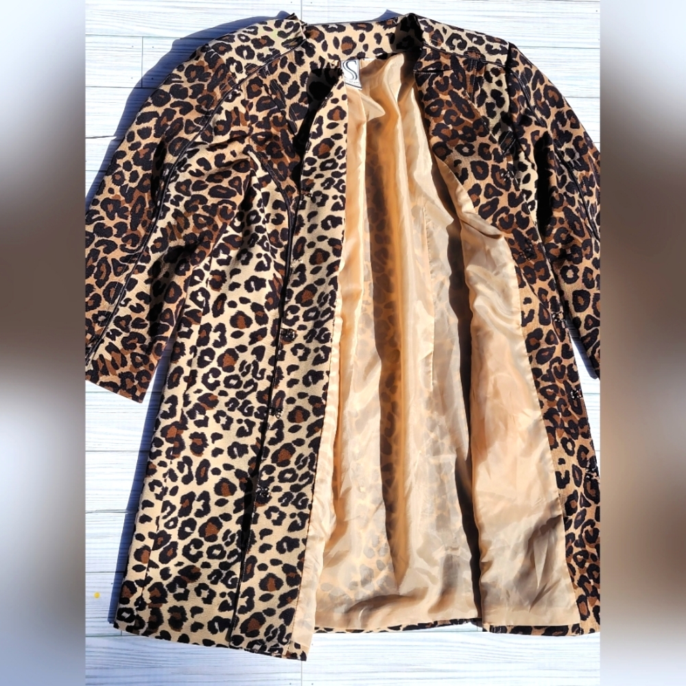 Women's Leopard Print Lapel Jacket Size Medium
